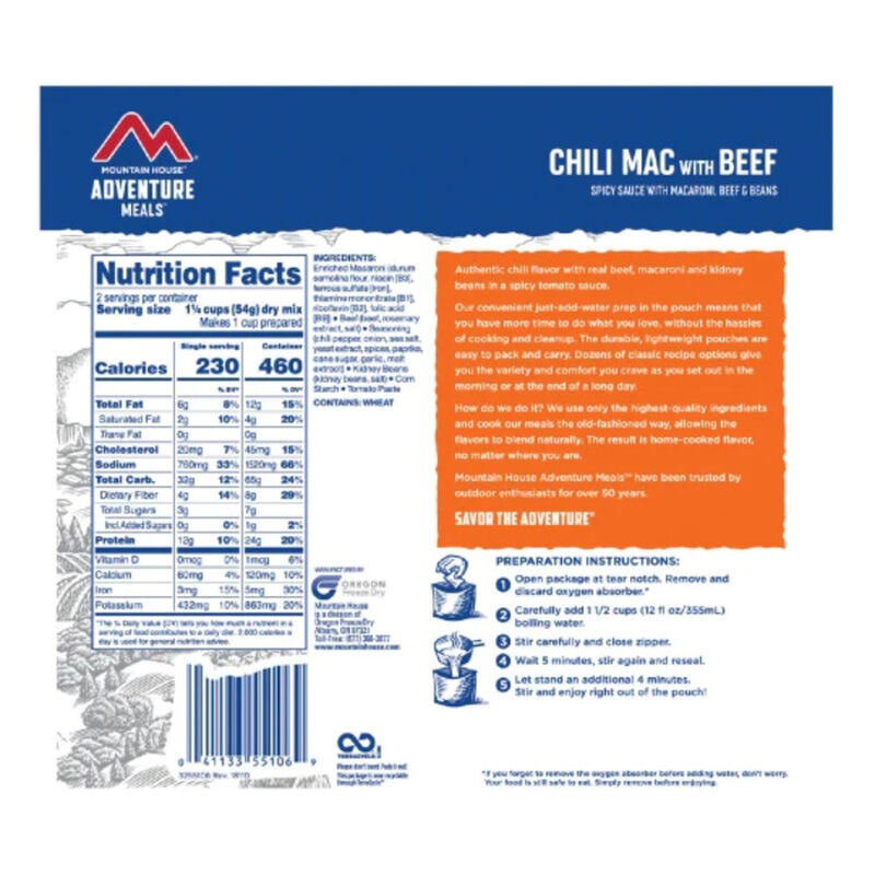 Chili Mac with Beef | Mountain House Freeze Dried Food Pouch, , large image number 1